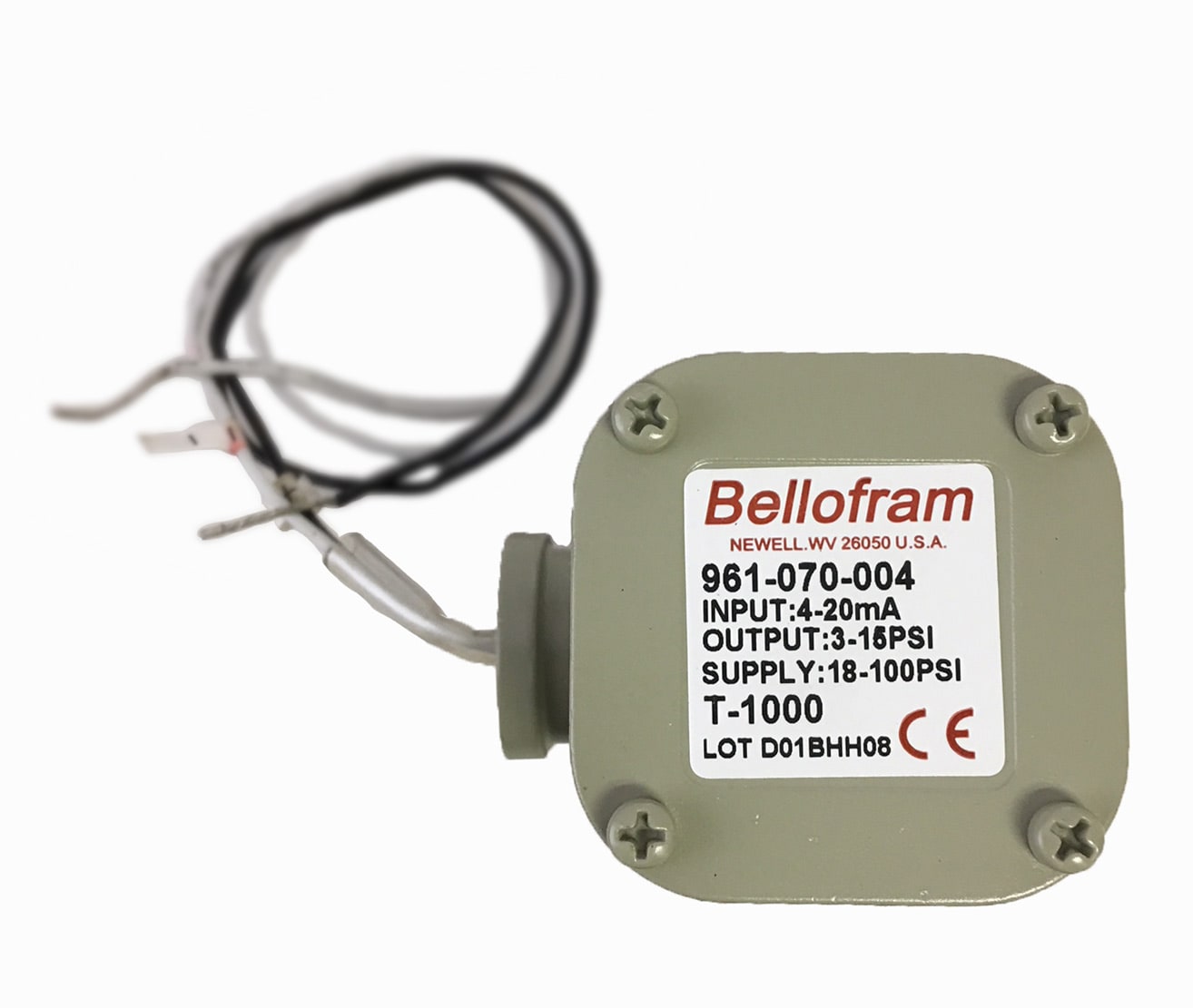 BELLOFRAM 221-961-099-000 4-20 MA 18-100 PSIG TRANSDUCER 